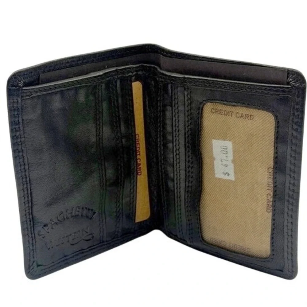 Spaghetti Western Black Leather Bifold Wallet‎ Supple leather NWT